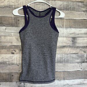 lululemon athletica Heathered Gray Tank with Purple Accents